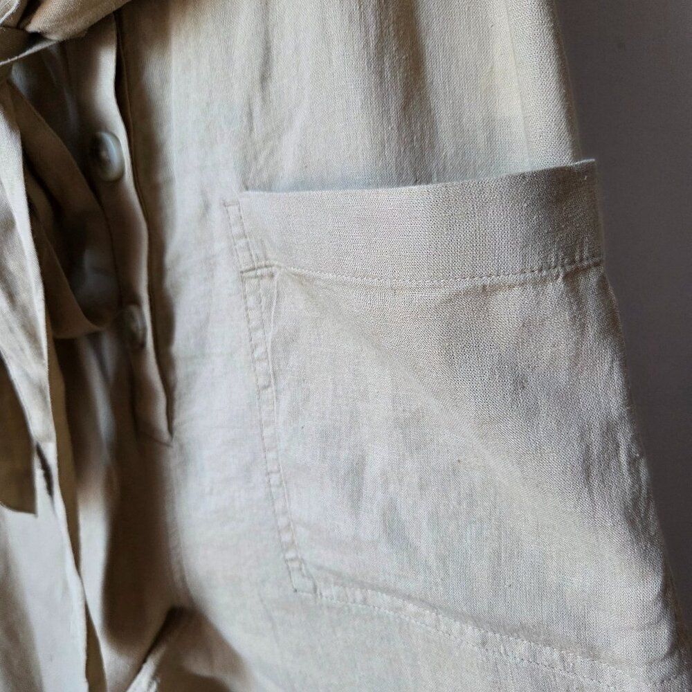 NWT AMERICAN EAGLE TAN LINEN BLEND BUTTONED JUMPSUIT SIZE M - Picture 8 of 16